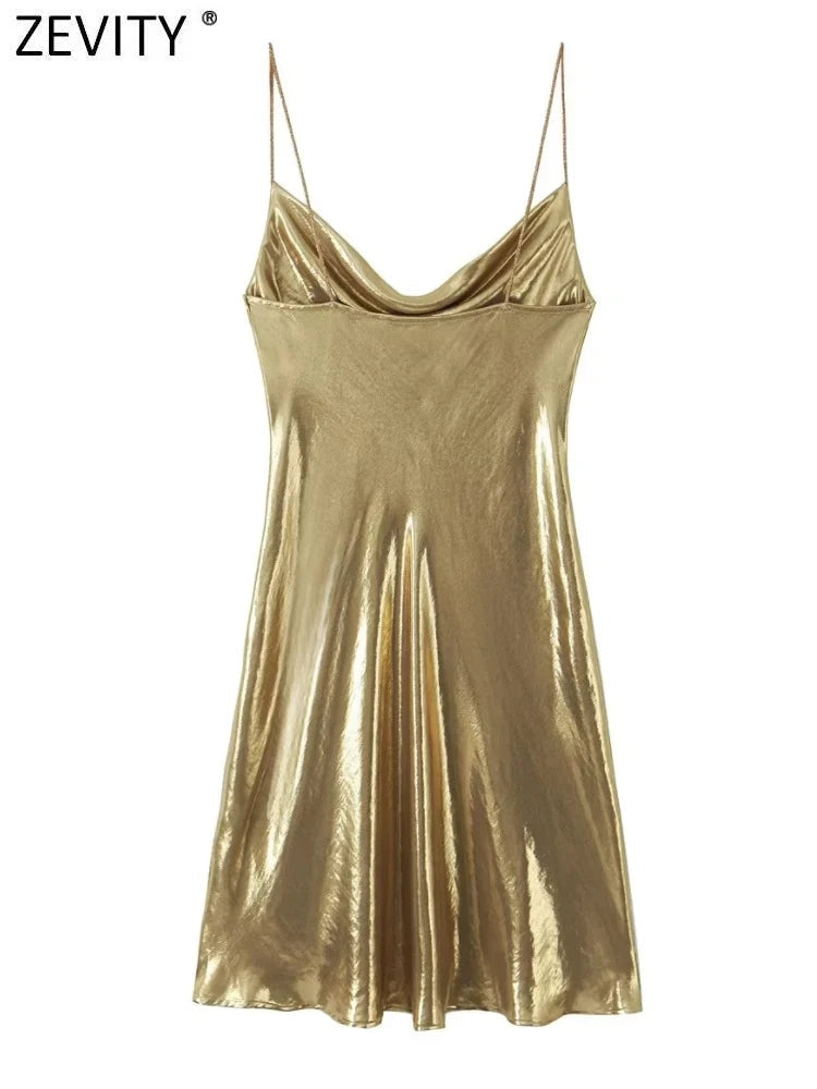 Urfi Summer Metal Party Wear Dress - Gold Periwinkley Shop