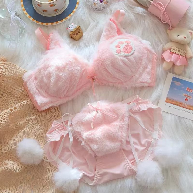 plush Cat Paw Lingerie Set - Pink Periwinkley Shop