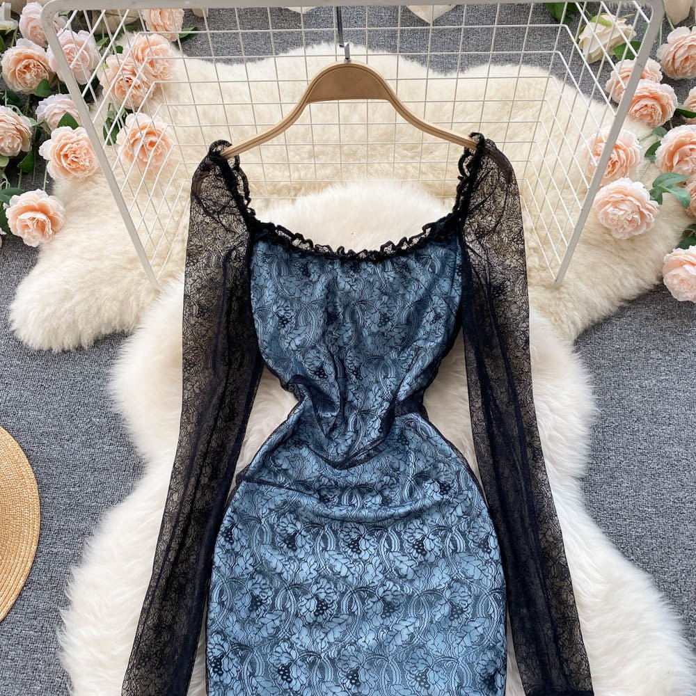 Hollow Out Floral Lace Mini Bodycon Dress Periwinkley Shop