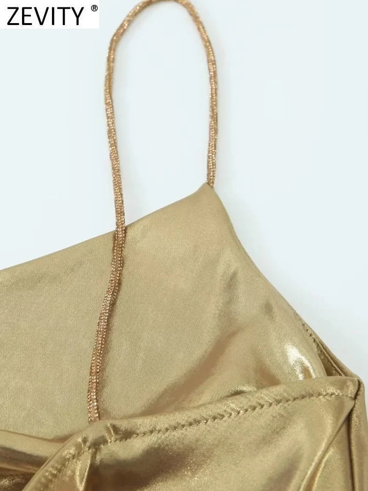 Urfi Summer Metal Party Wear Dress - Gold Periwinkley Shop