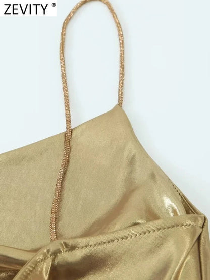 Urfi Summer Metal Party Wear Dress - Gold Periwinkley Shop