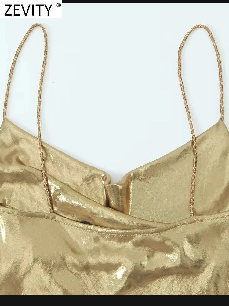 Urfi Summer Metal Party Wear Dress - Gold Periwinkley Shop