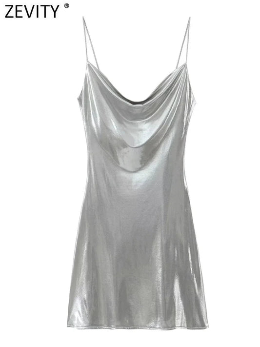 Urfi Summer Metal Party Wear Dress Silver Periwinkley Shop