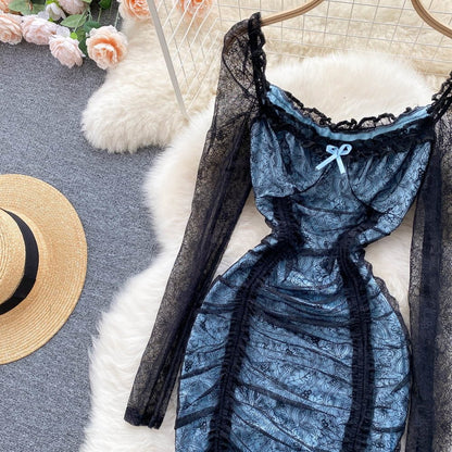 Hollow Out Floral Lace Mini Bodycon Dress Periwinkley Shop