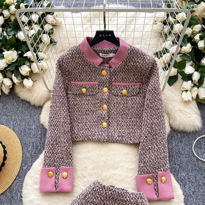 Parisian Autumn Tweed Co-Ord Set Periwinkley Shop