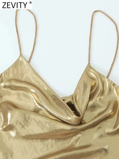 Urfi Summer Metal Party Wear Dress - Gold Periwinkley Shop