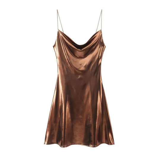 Urfi Summer Metal Party Wear Dress Coffee Periwinkley Shop