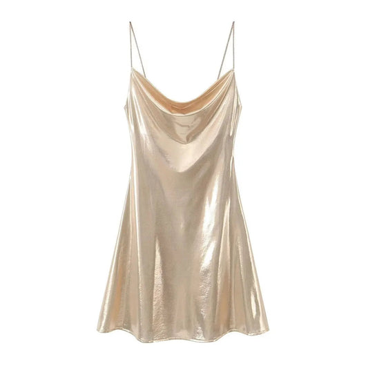 Urfi Summer Metal Party Wear Dress Beige Periwinkley Shop