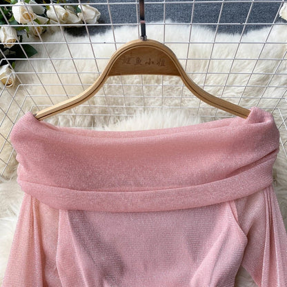 Off Shoulder bodycon mini dress -pink Periwinkley Shop