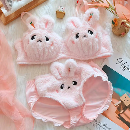 Bunny plush lingerie set -Pink Periwinkley Shop