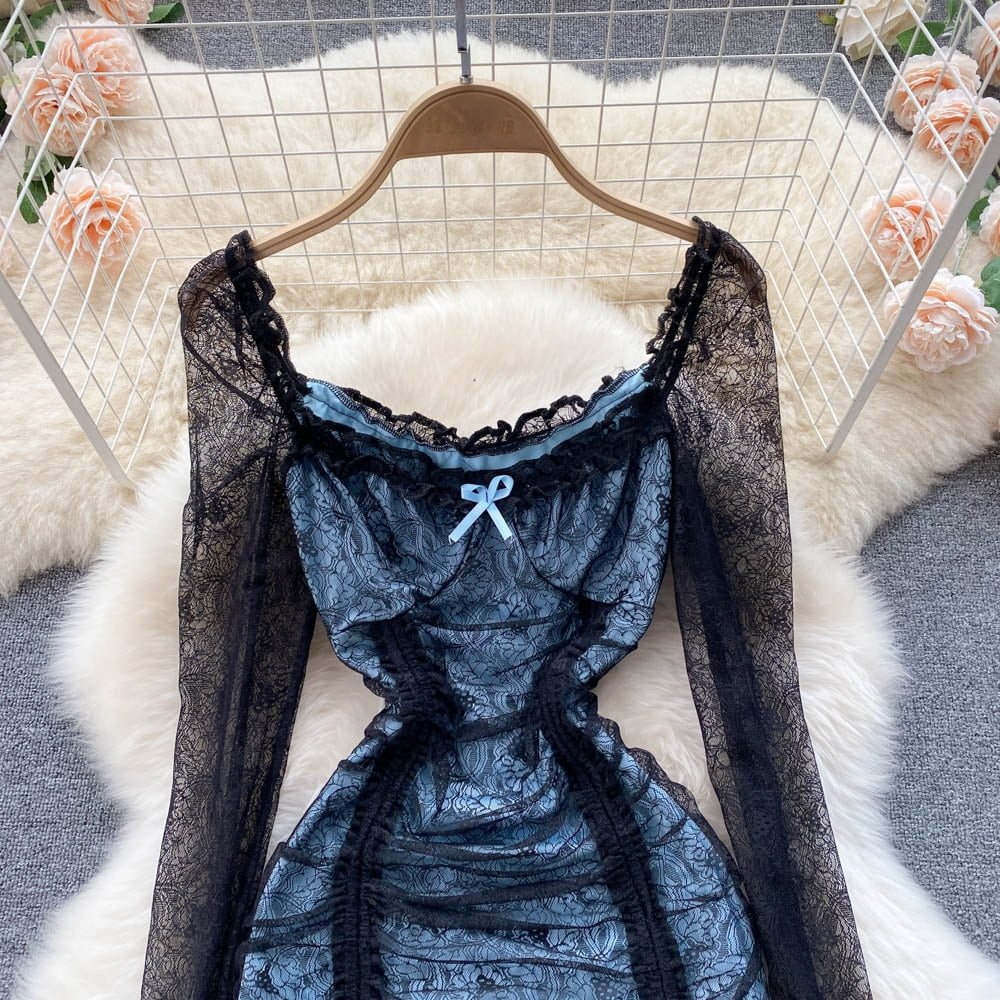 Hollow Out Floral Lace Mini Bodycon Dress Periwinkley Shop