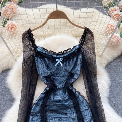 Hollow Out Floral Lace Mini Bodycon Dress Periwinkley Shop
