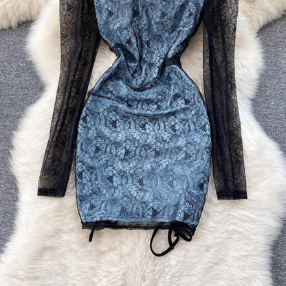 Hollow Out Floral Lace Mini Bodycon Dress Periwinkley Shop