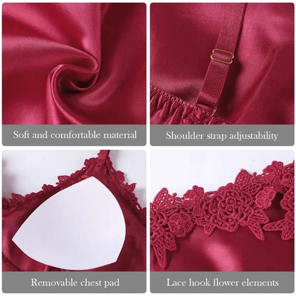 Victoria Summer Silk Pajamas 5 Piece loungewear  - Burgundy
