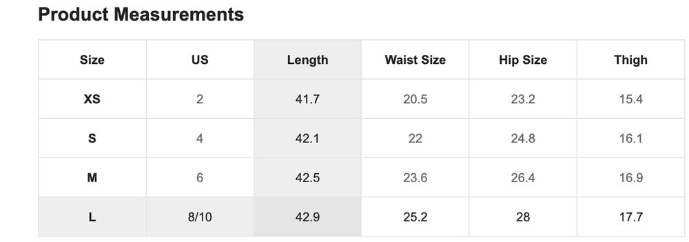 Size Chart
