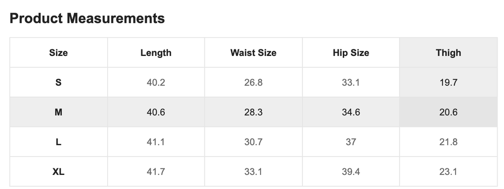 Size Chart