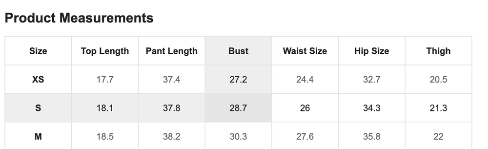 Size Chart