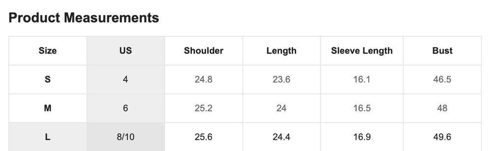 Size Chart