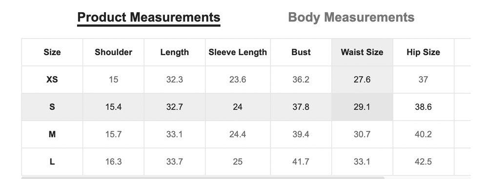 Size Chart