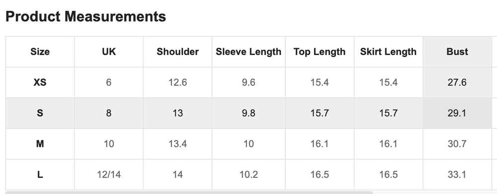 Size Chart
