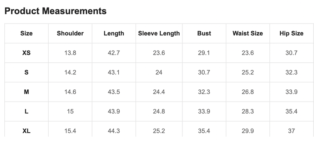 Size Chart