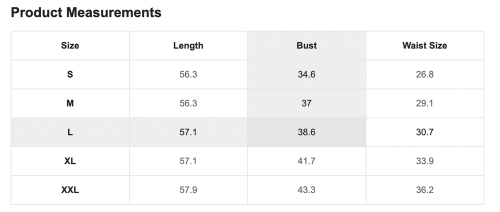Size Chart