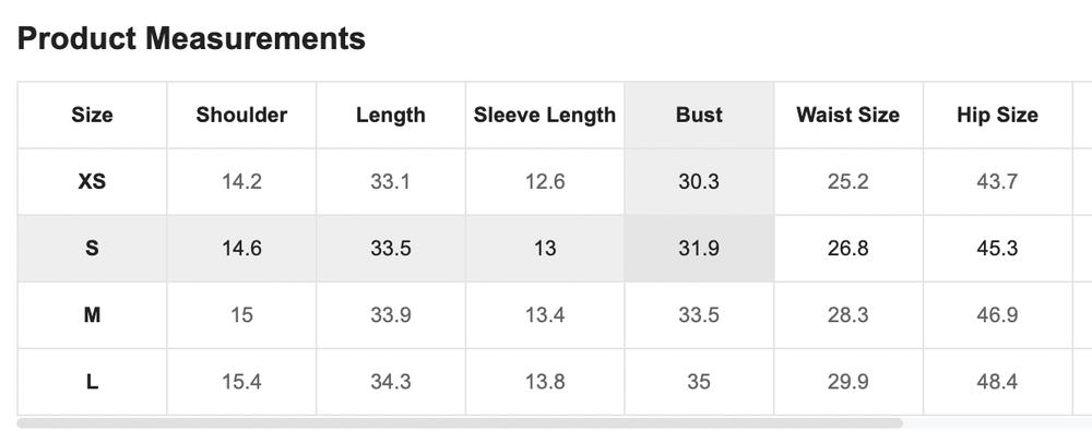 Size Chart