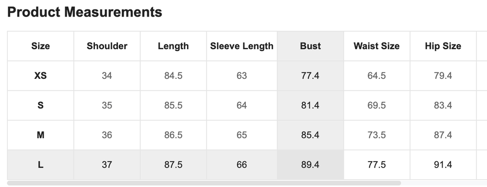 Size Chart