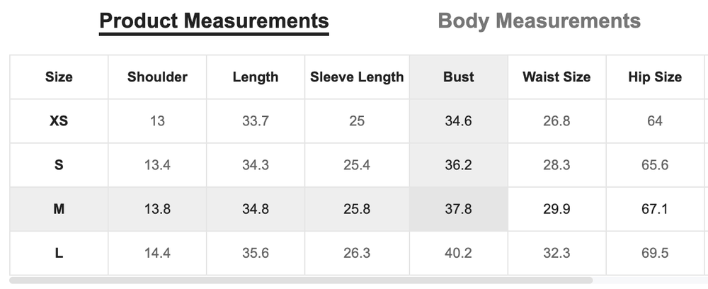 Size Chart
