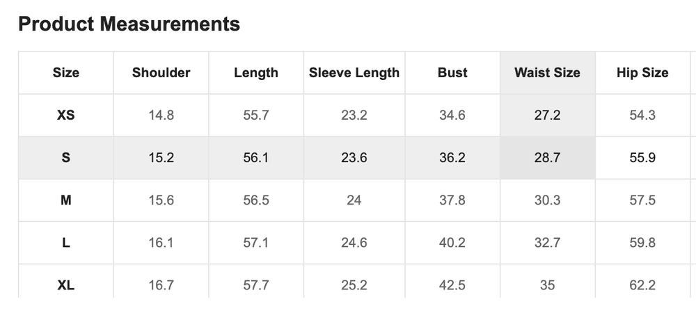 Size Chart