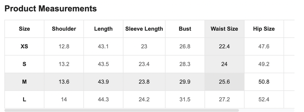 Size Chart