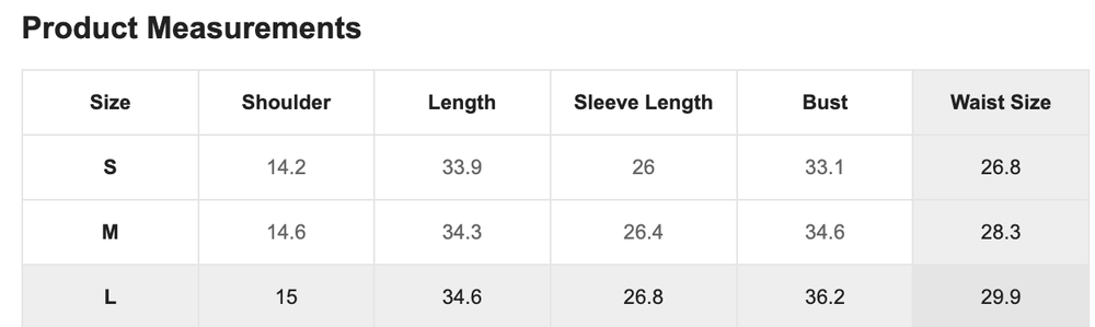 Size Chart