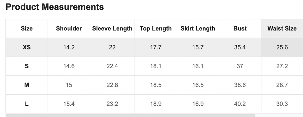 Size Chart
