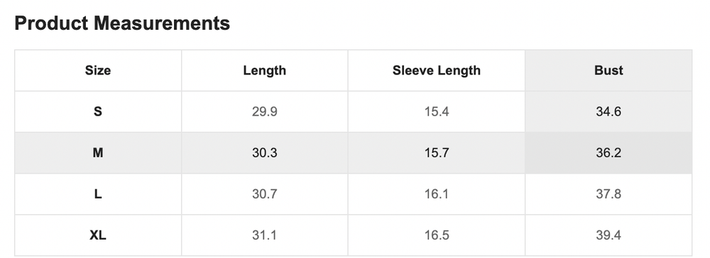 Size Chart