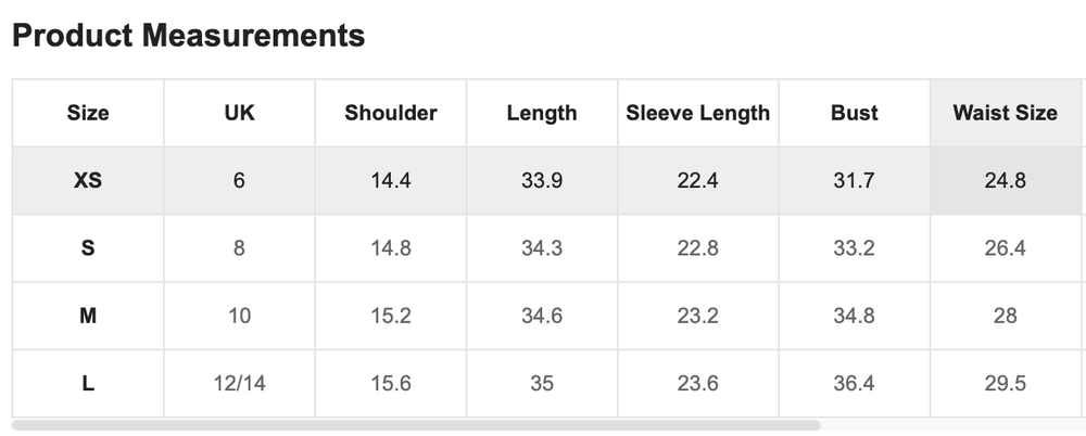Size Chart