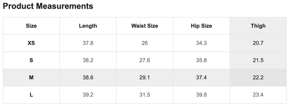 Size Chart
