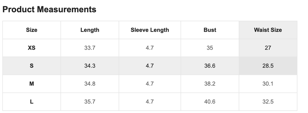 Size Chart