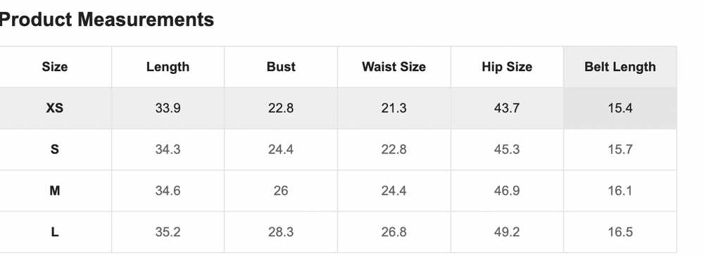 Size Chart