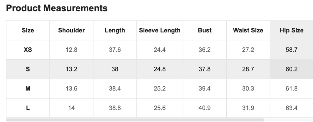 Size Chart