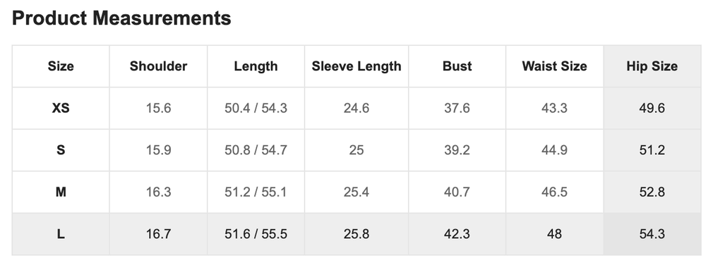 Size Chart