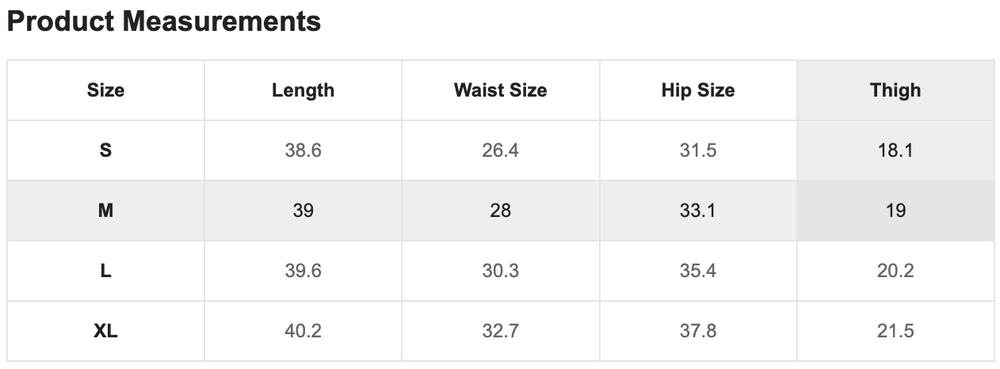 Size Chart