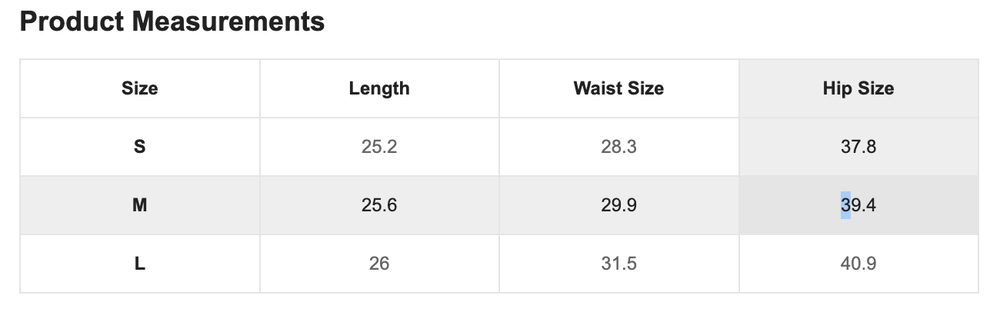 Size Chart