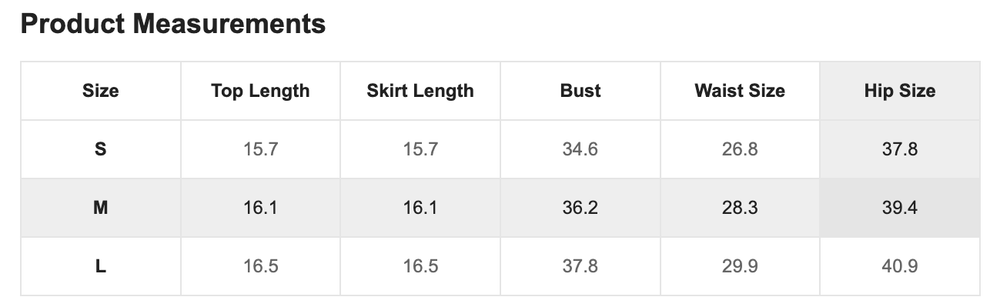 Size Chart
