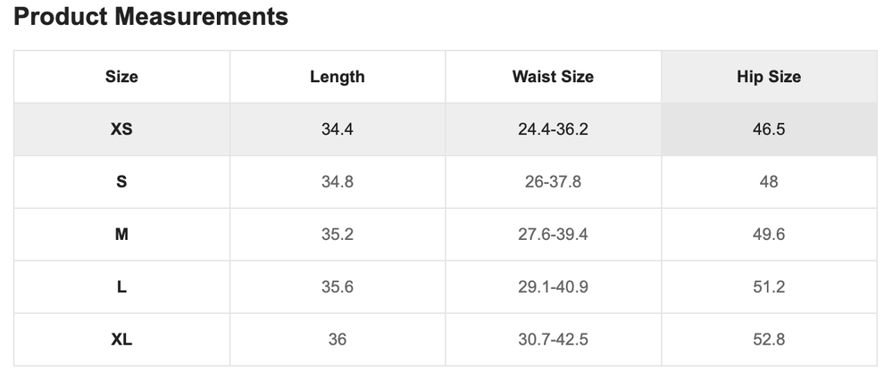 Size Chart