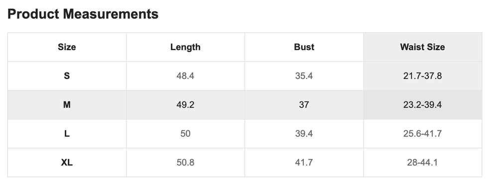 Size Chart
