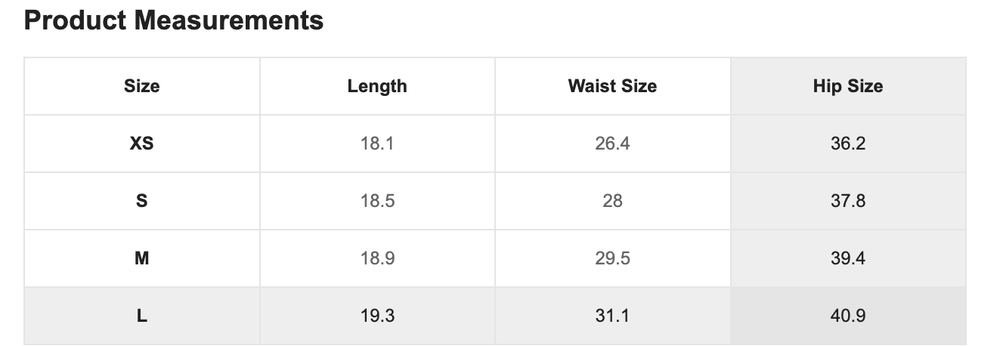 Size Chart