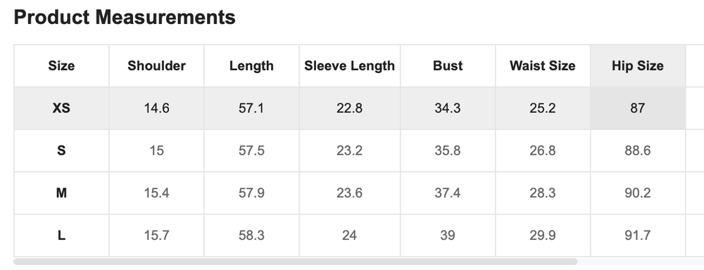 Size Chart