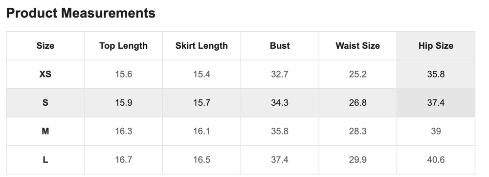 Size Chart