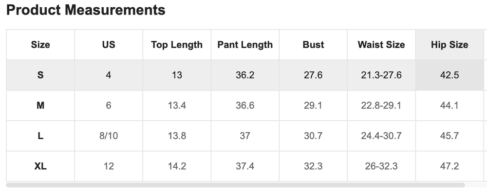 Size Chart