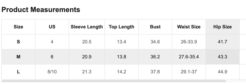 Size Chart